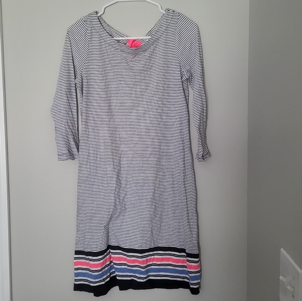 Lilly Pulitzer Noelle Bayside Stripe Half Sleeve Shirt Dress Size Small